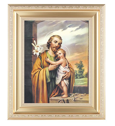 St. Joseph Picture in 11.5x13.5 Satin Gold Frame