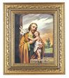 St. Joseph Picture in 12.5x14.5 Ornate Gold Leaf Antique Frame