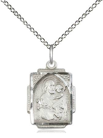 St. Joseph Sterling Silver Medal on 18" Chain