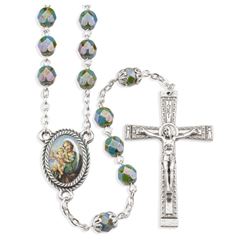 St. Joseph Terror of Demons 7mm Light Teal Bead Rosary