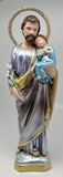 St. Joseph with Child 12.5" Pearlized Statue from Italy with Rhinestone Halo