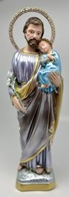 St. Joseph with Child 12.5" Pearlized Statue from Italy with Rhinestone Halo