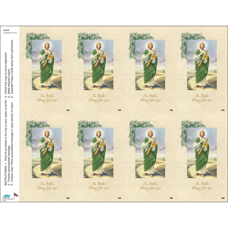 St. Jude Print Your Own Prayer Cards - 12 Sheet Pack