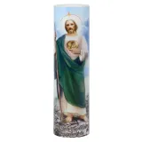 St. Jude of Thaddeus 8" Flickering LED Flameless Prayer Candle with Timer