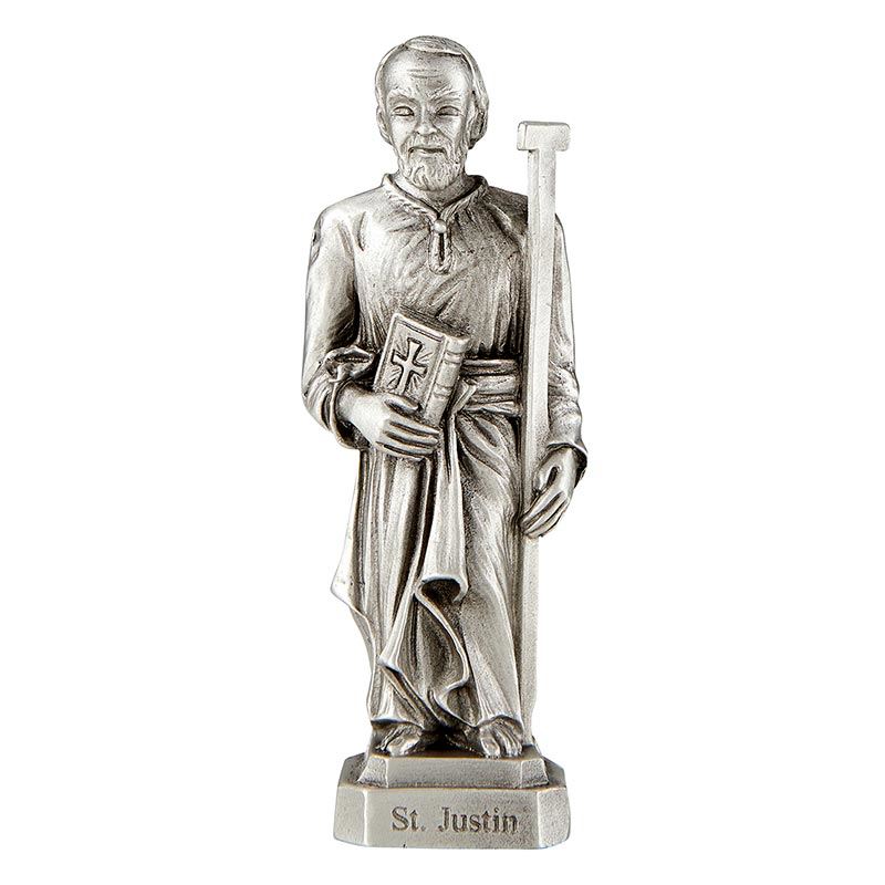 St. Justin 3.5" Pewter Statue 