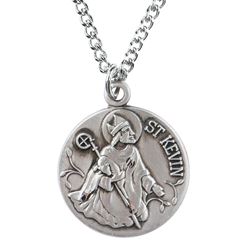 St. Kevin Sterling Silver Medal on 18" Chain