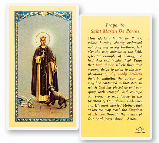 St. Martin de Porres Laminated Prayer Card