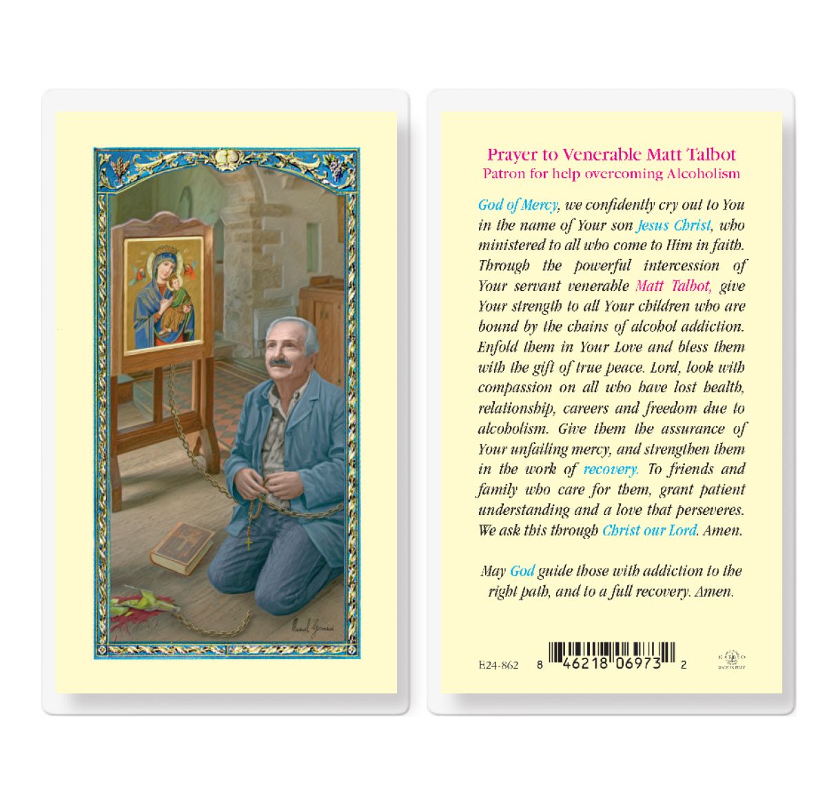 St Matt Talbot Laminated Prayer Card