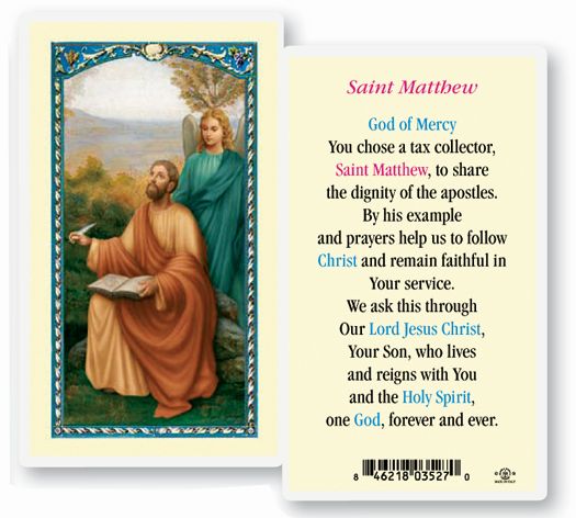 St. Matthew Laminated Prayer Card