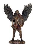 St. Michael 11" Statue, Lightly Painted Bronze