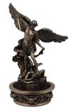 St. Michael 8" Holy Water Font, Lightly Painted Bronze