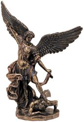 Saint Michael 8" Statue, Lightly Painted Bronze