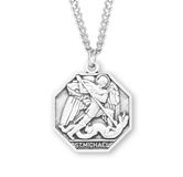 St. Michael Octagonal Sterling Silver Medal on 24" Chain