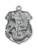 St. Michael Pewter Badge Medal on 24" Chain