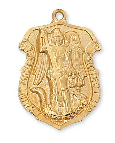 gold st michael pendant police