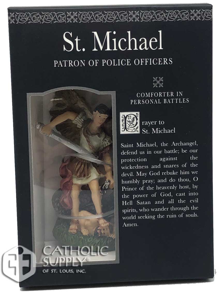 St. Michael Statue with Prayer Card Set