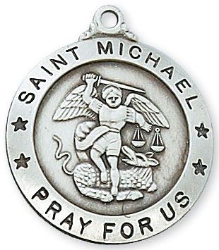 St. Michael Sterling Silver Medal on 24" Chain