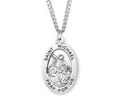 St. Michael Sterling Silver Oval Medal on 24" Chain