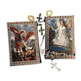 St. Michael and Guardian Angel Icon Tapestry Rosary Pouch 5 1/2"