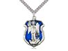 St. Michael the Archangel Sterling with Blue Enamel Police Shield on 24" Chain