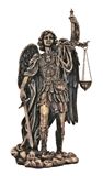 St. Michael with Scales of Justice 11" Statue, Lightly Painted Bronze