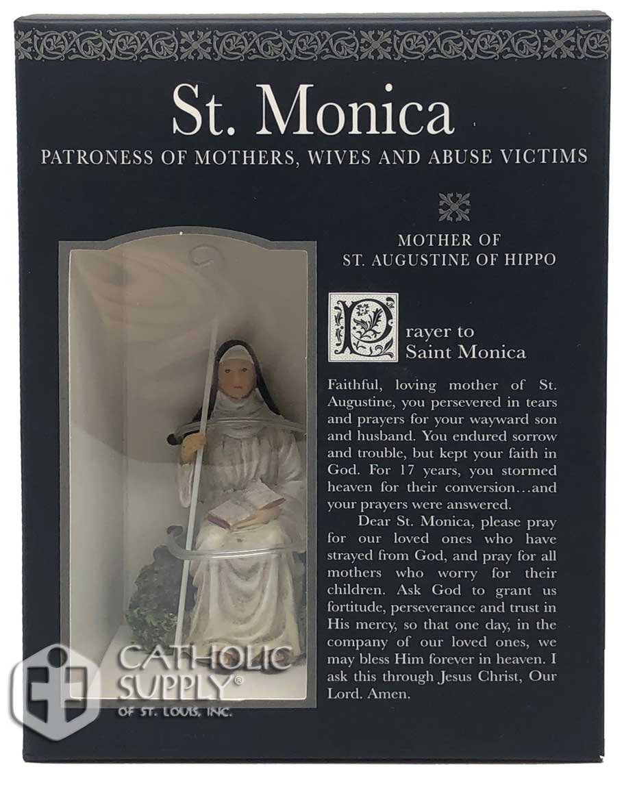 Saint Monica 3.25" Statue with Prayer Card Set