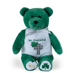 St. Patrick Irish Holy Bear with Celtic Cross and Shamrock