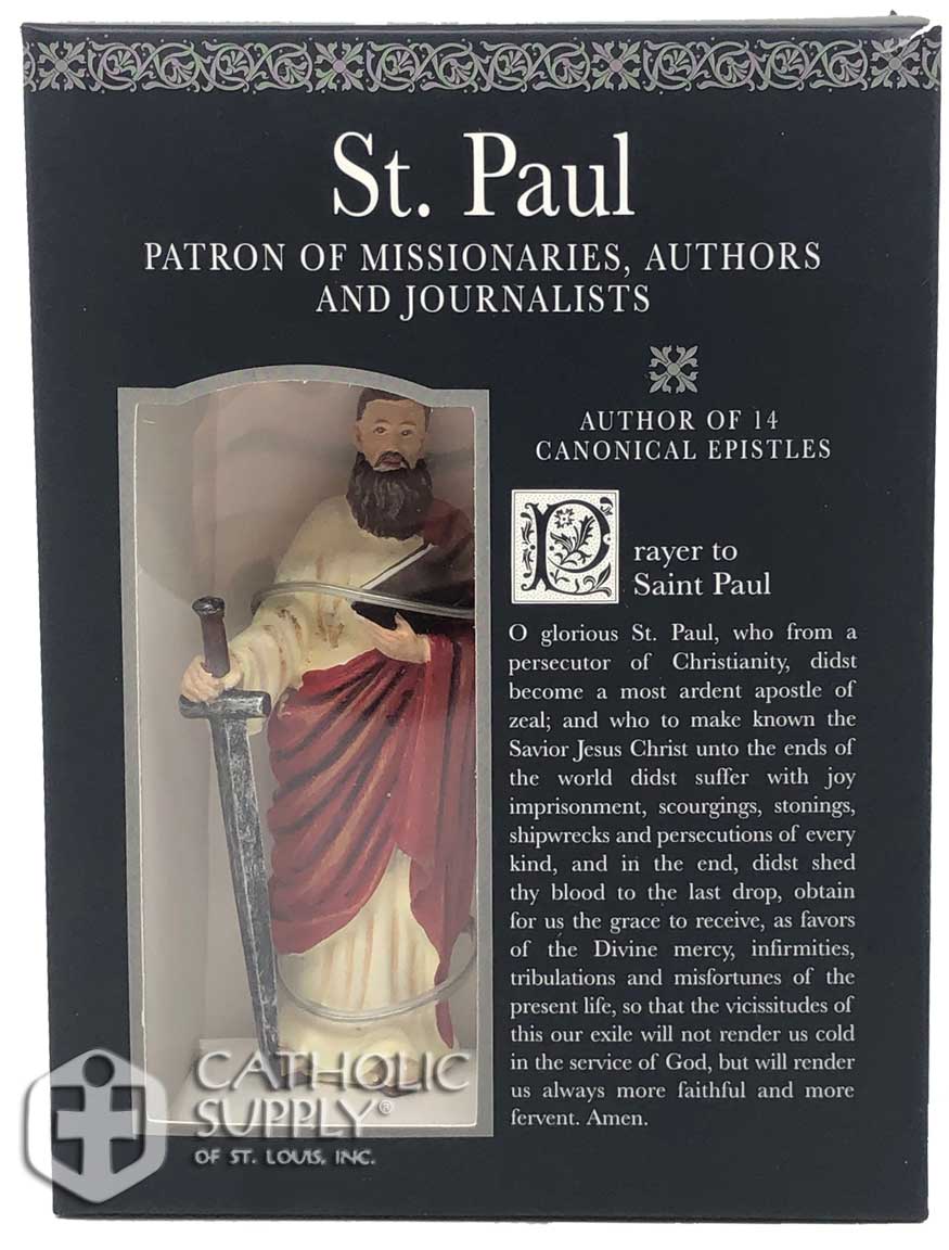 Saint Paul 4" Statue with Prayer Card Set