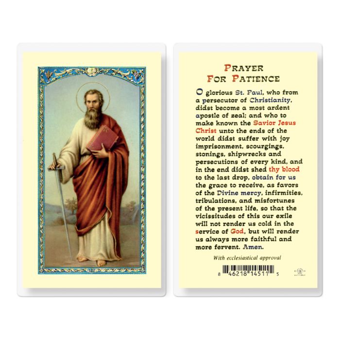 Saint Paul Prayer For Patience Laminated Prayer Card