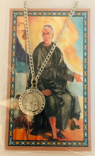 St. Peregrine Necklace and Prayer Card Set