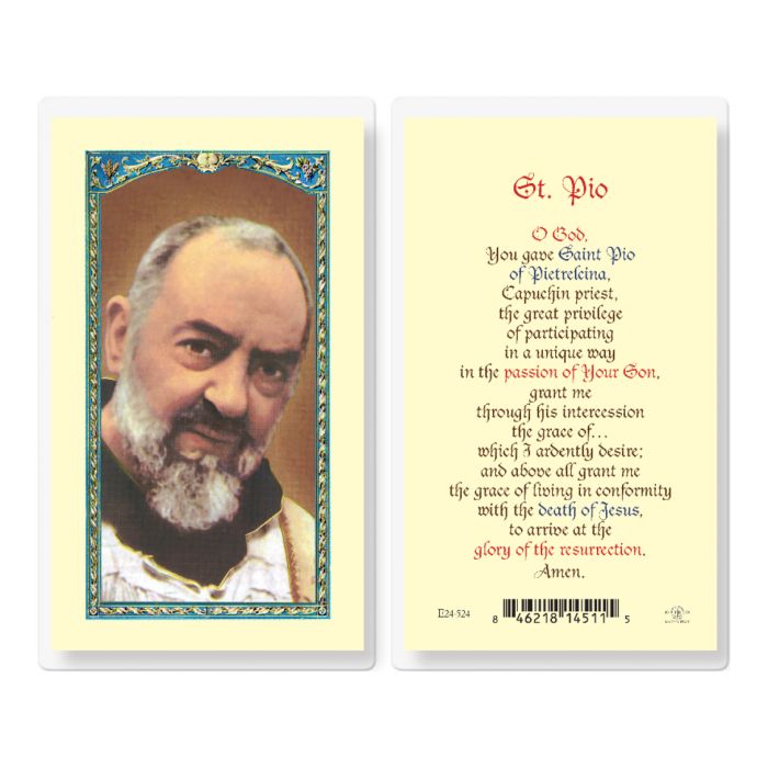 St. Pio Laminated Prayer Card