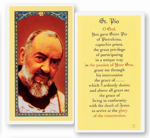 Prayer To St. Pio Laminated Prayer Card