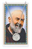 St. Pio Pewter Medal and Holy Card Set