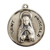 St. Priscilla Sterling Silver Medal on 18" Chain