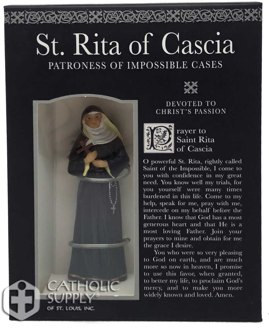 St. Rita 3.75" Statue with Prayer Card Set