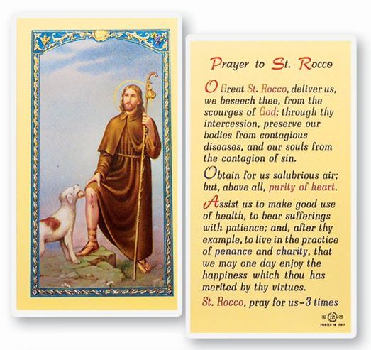 St. Rocco Laminated Prayer Card