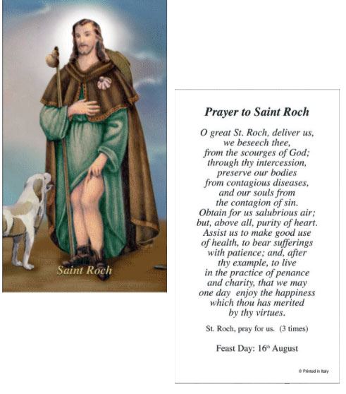 St Roch Paper Prayer Card Pack Of 100