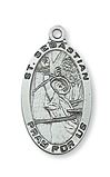 St. Sebastian Sterling Silver Medal on 24" Chain