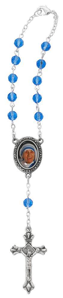 St. Teresa Blue Auto Rosary