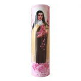 St. Therese 8" Flickering LED Flameless Prayer Candle with Timer