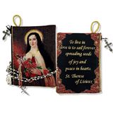 St. Therese of The Child Jesus Reversible Tapestry Rosary Pouch 5 1/2 Inch