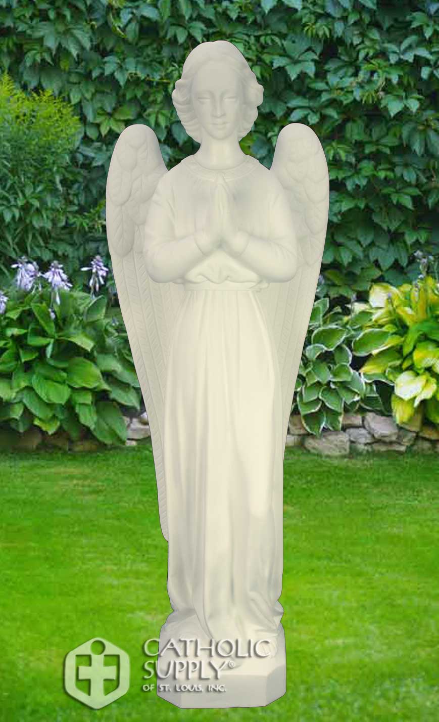 Standing Angel 24" Vinyl Outdoor Statue, White Finish