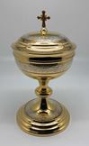 Standing Ciborium, Silver Cup with Grape and Leaves Bands in Silver Plate