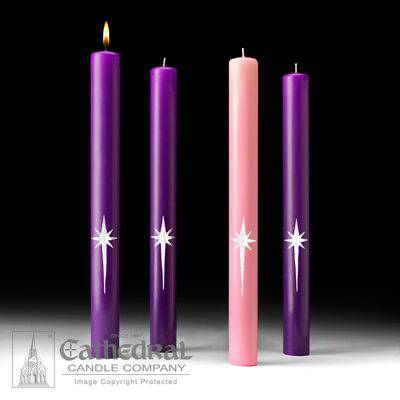 Star of Magi Advent Candles 1 1/2x16 3 Purple 1 Rose