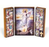 Stations of The Cross Standing Natural Wood Triptych