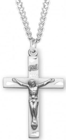 Sterling 1 1/8" Crucifix on 20" Stainless Chain