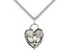 Holy Spirit in Heart Sterling Silver Pendant on 18" Chain