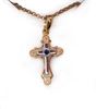 Sterling Cross in Gold with Blue Zirconia on 18in Chain