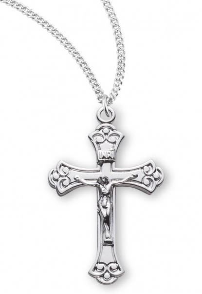 Swirled Sterling Silver Crucifix On 18" Chain