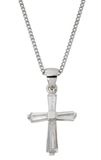 Sterling Silver Crystal Baguette Cross on 16-18" Chain